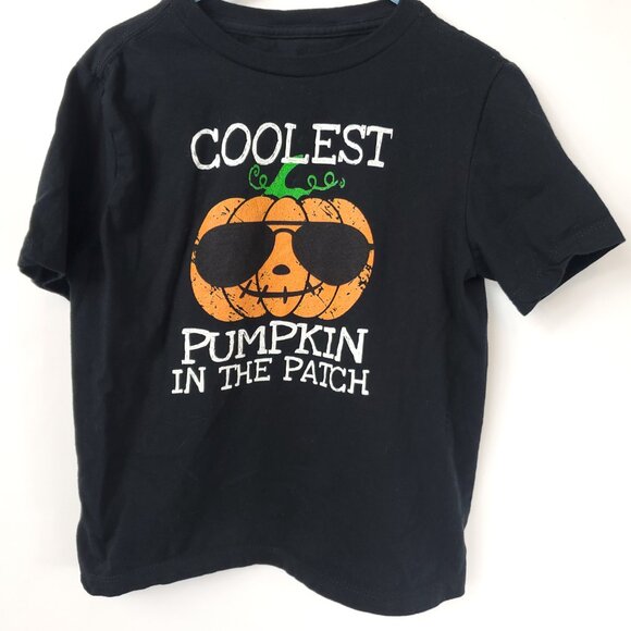Coolest Pumpkin In The Patch Boys Shrt Slv Black Graphic Tee W/ Pumpkin Sz XS - Picture 2 of 8